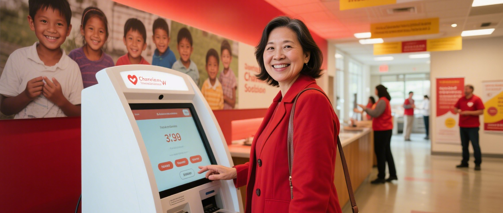 Quiosque de self-service para instituições de caridade