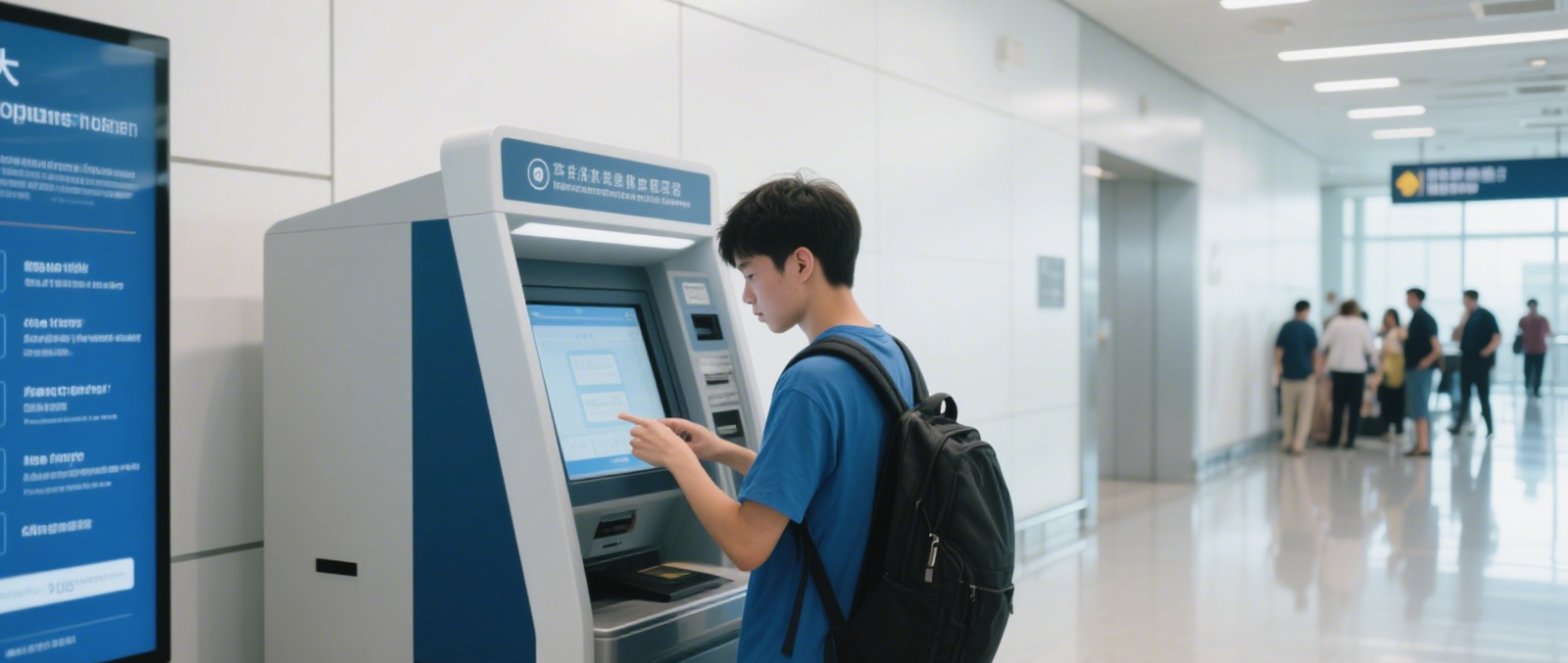 Quiosque de self-service de entrada e saída da alfândega